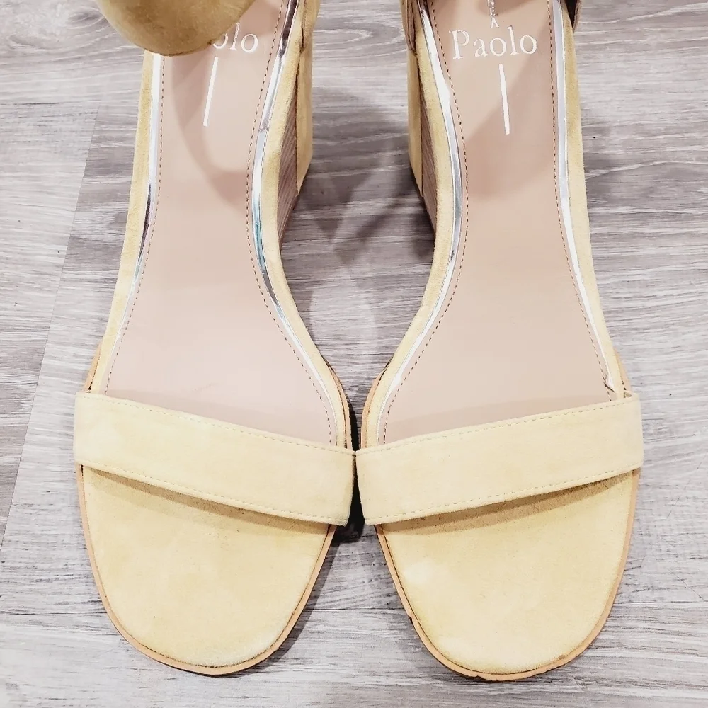 NEW Linea Paolo Elodie Wedge Yellow Suede Sandal